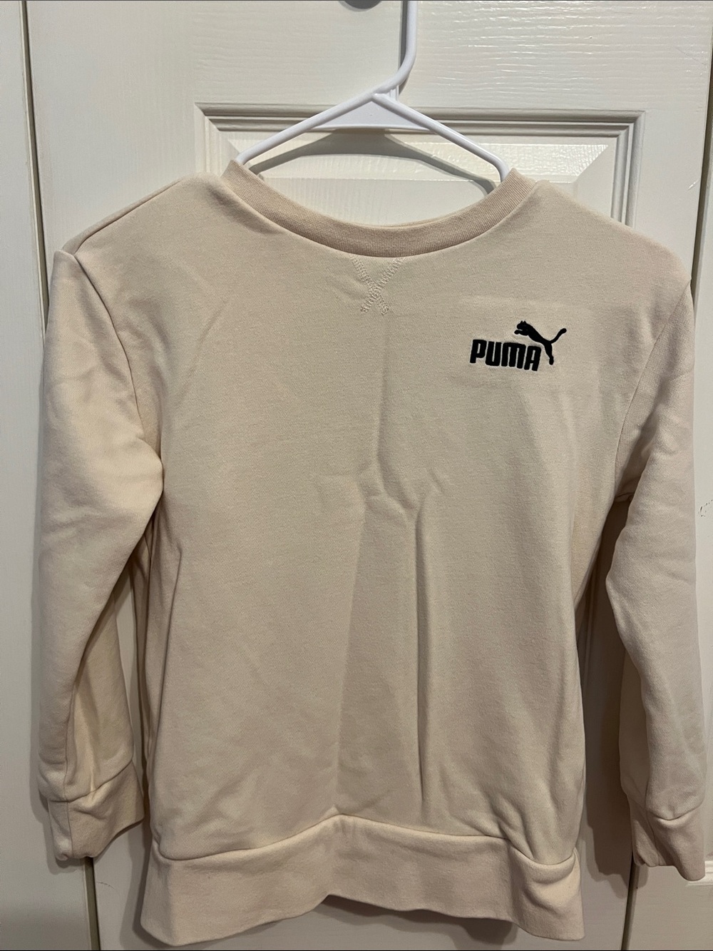 Puma Cream Crewneck Sweatshirt with Black Logo